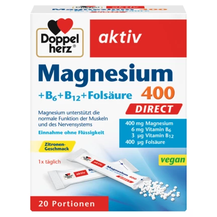 Illustration of the product packaging Doppelherz aktiv Magnezijum 400 front view